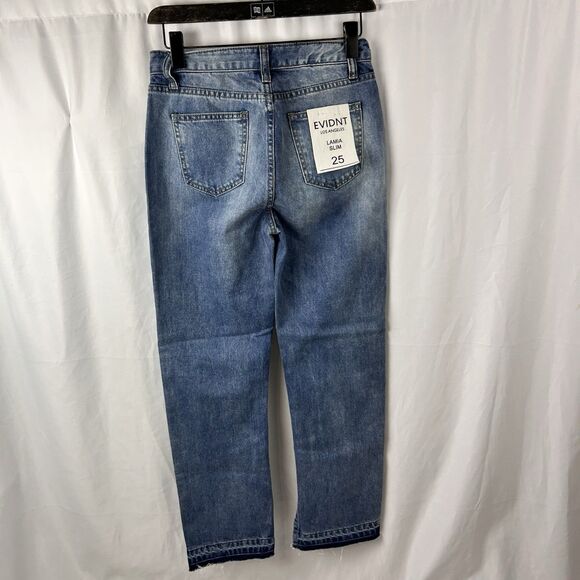 Anthropologie EVIDNT Slim Lamia Jeans Womens 26 Blue Split Ankle Expose Zip Fly - Picture 6 of 11